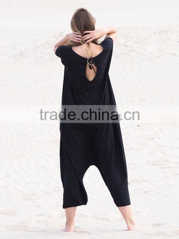 Women Black Oversized Jumpsuit Girl's Loose Overalls Sexy Romper