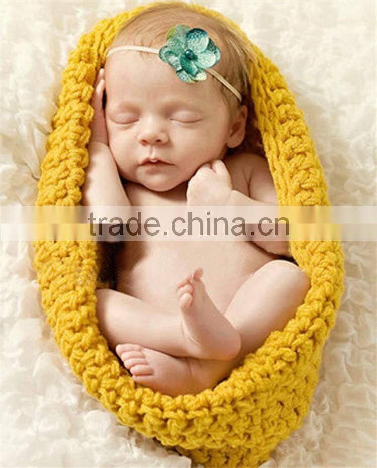 Photography prop Crochet baby swaddle cocoon baby sleeping bag knitted baby hat photo prop