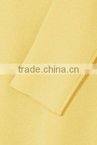 Hot Sale Crew Neck Bright Yellow Silk Blended Cashmere Sweater Women