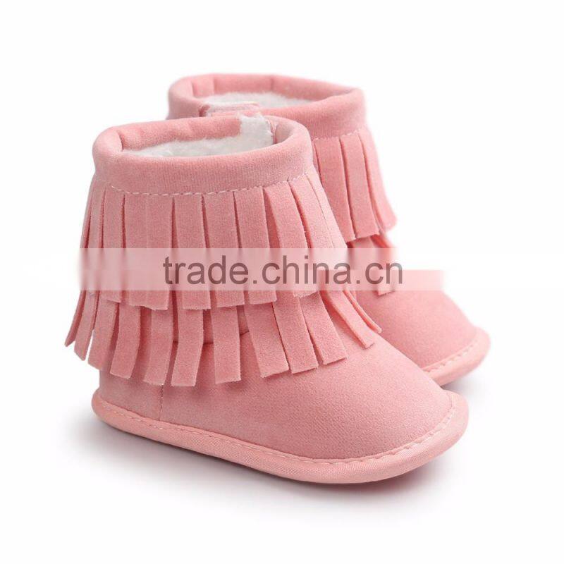 fringed suede fabric baby warm boots