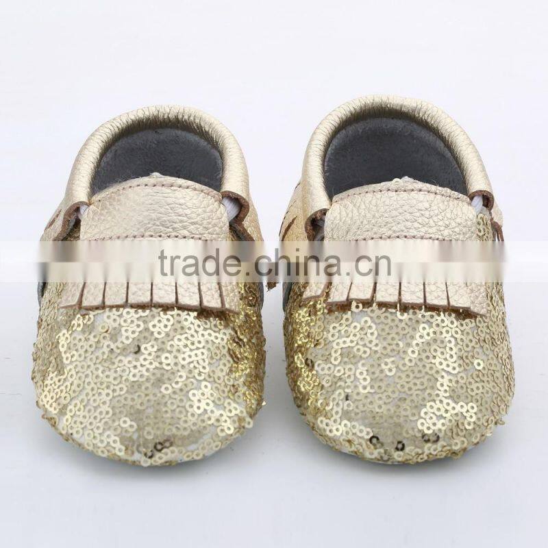 Multicolor sequin fringed leather baby moccasins, sequin baby moccasin