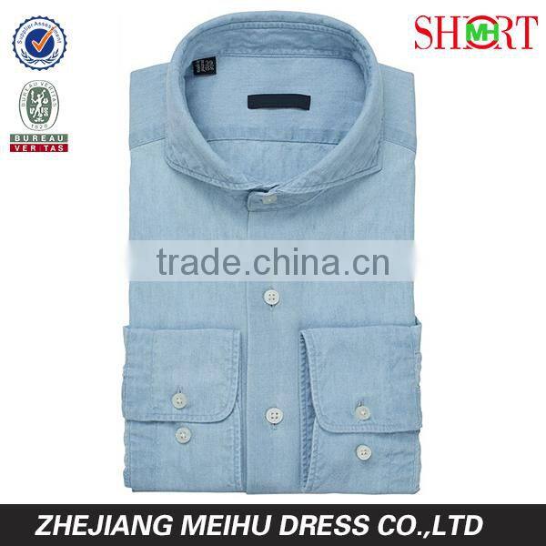 2016 high quality men blue denim shirt
