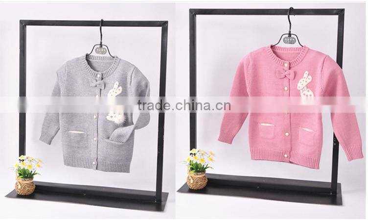 Wholesale Long Sleeve O Neck High Quality Knitting With Rabbit Pattern Girl Sweater Cardigan