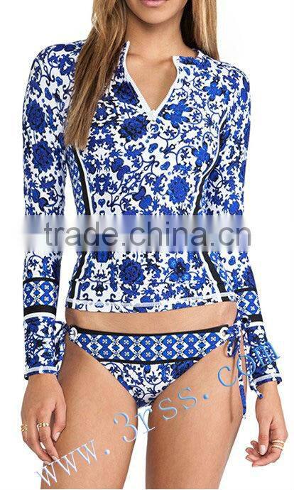 2014 young ladied printed rash swimwear