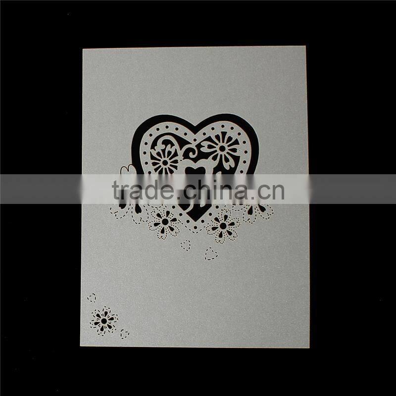 Paper Wedding Party Name Place Card Heart Gray