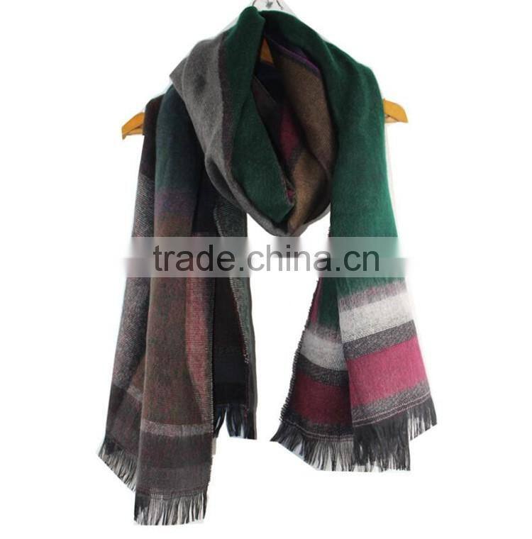 Colorful 100% Acrylic shawl stole Winter Geometric border Korean SCARF RL-206