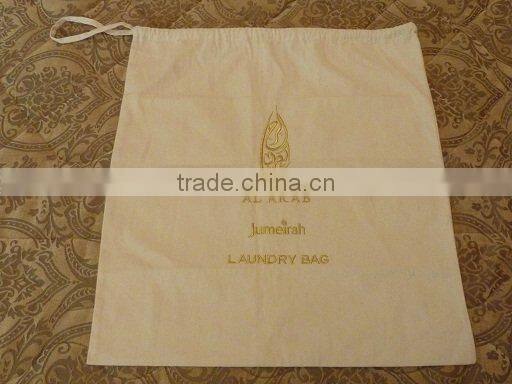 embroidery cotton bathroom laundry bag for hotel