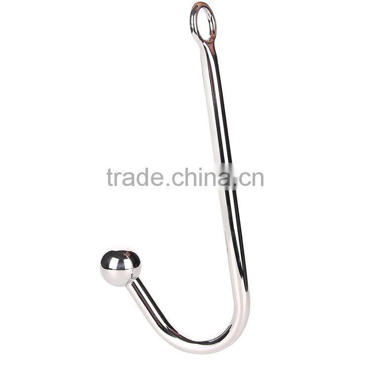 Stainless Steel Anal Hook with Ball Metal Butt Plug Dilator Gay Sex Toys 30*250 mm