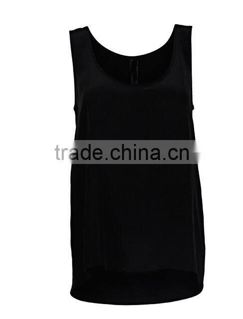 Fancy Design Womens Color Black Silk Top