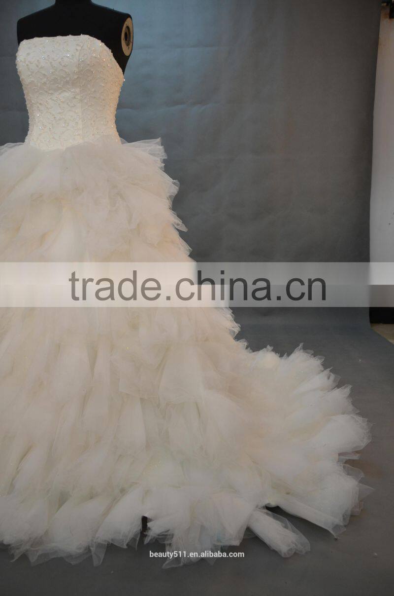 IN STOCK Off-The-Shoulder Bubble skirt wedding dress Floor-length bridal gown SW11