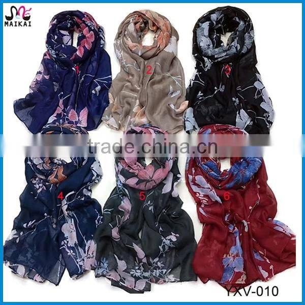 Unique design beautiful rose printing lady scarf