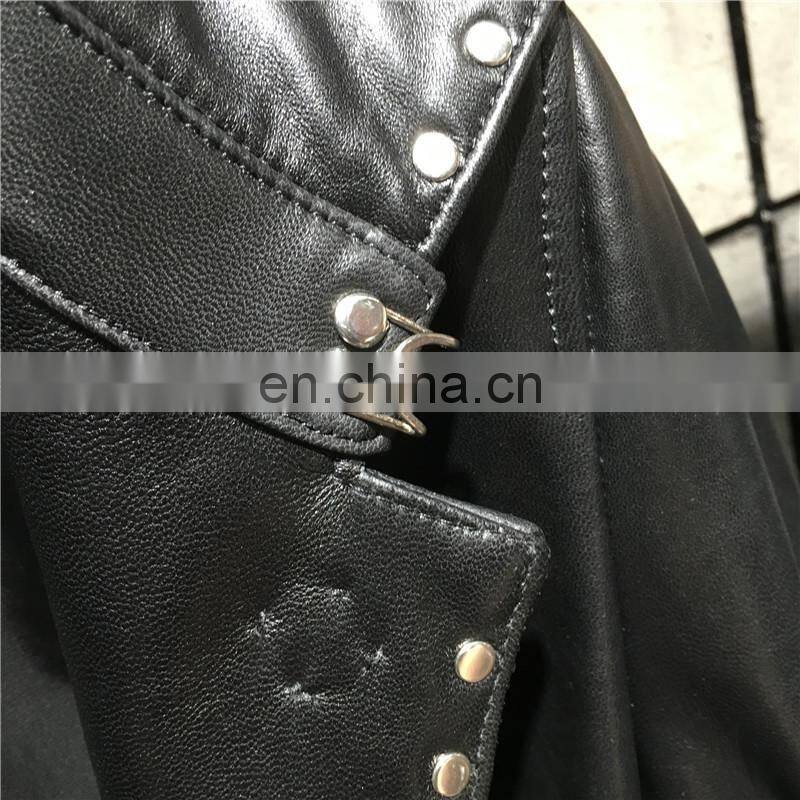 Fashion Classical Lady Windbreaker 100% Leather Jacket Semiformal Wear Ladies Long Leather Jacket