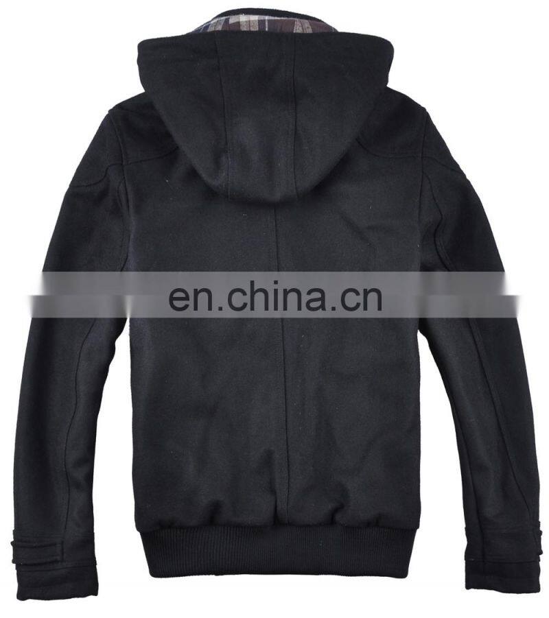 lastest design mens stylish cow buckle hooded 100% cashmere coat