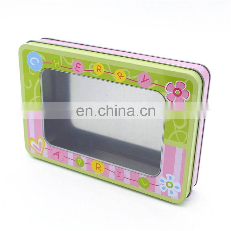 Cheap tin packaging box with pvc window on top for chocolate or tea or cake storage