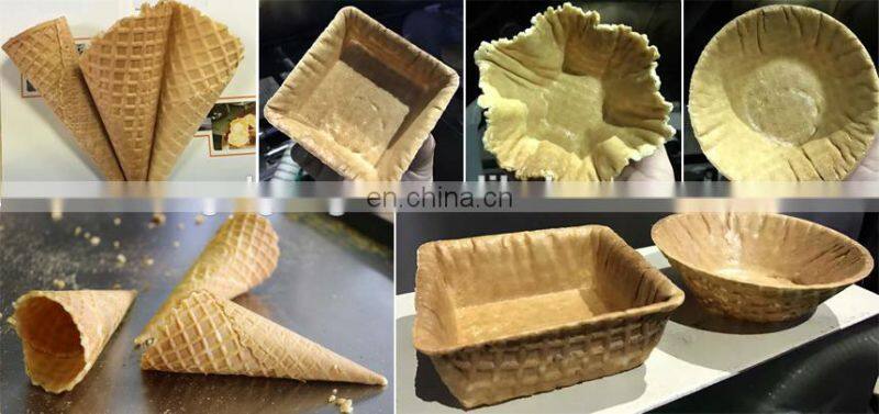 Multifunctional Rolled Sugar Waffle Bowl Cup Baking Making Forming Snow Ice Cream Cone Rolling Machine For Sale