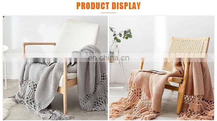 New American style hollow tassel sofa air conditioner hand knitted thread blanket