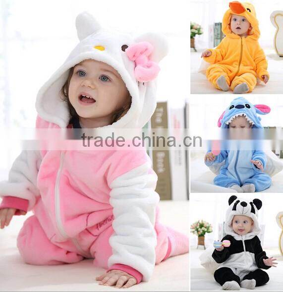 2015 walson winter thick baby anmial romper baby jumpsuit with button