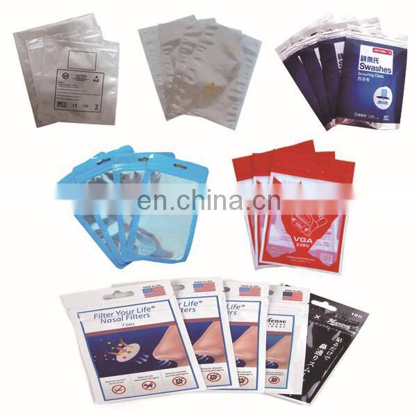 Small Bag With Hang Hole Zipper Poly Bag Resealable Plastic Bulk Bags Electronic Product three side seal Pouch