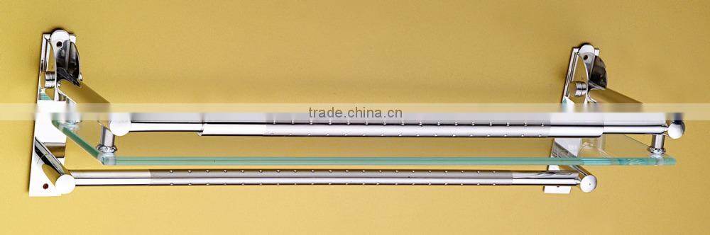 High Quality Bathroom Tempered Glass Wall Shelf With Tower Bar C010
