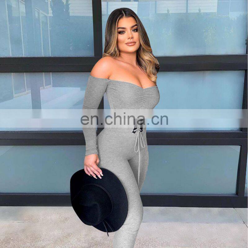 Wholesale custom women's jumpsuit Western style Autumn and winter Strapless Eyelet straps Thread Rompers Pure cotton