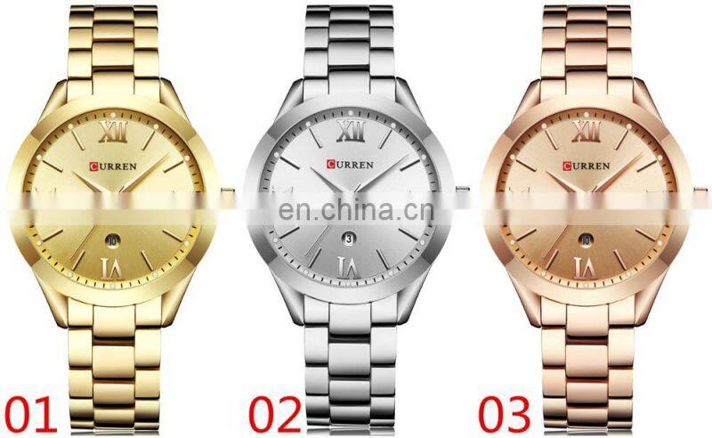 CURREN 9007 Elegant Quartz Japan Movt Ladies Watch Date Stainless Steel Women Fashion Hand Watches Clock