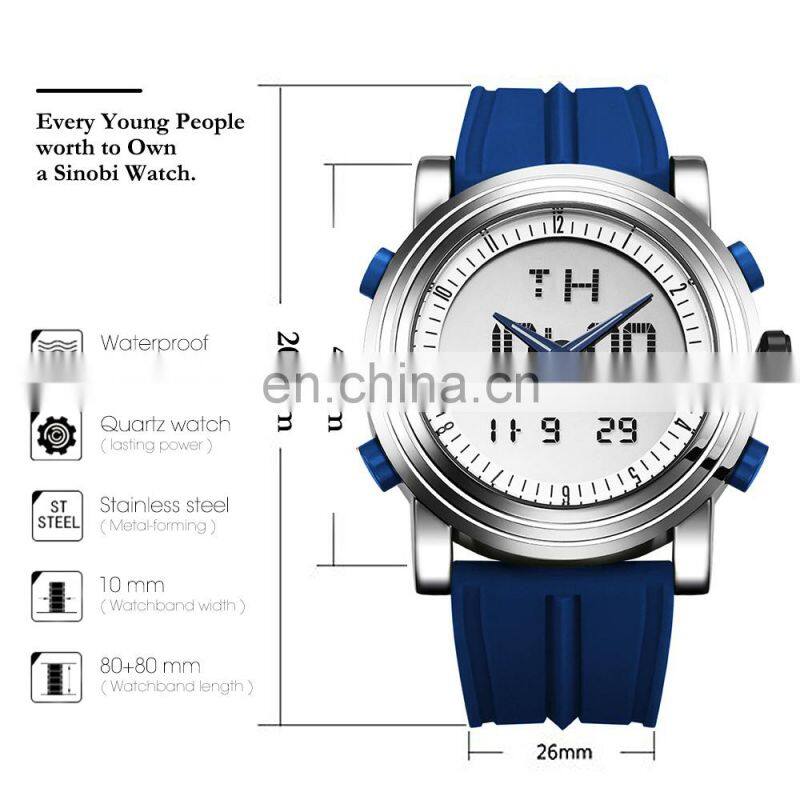 Small Order 50PCS Factory Direct Men's Watch Chronograph Silicone Band Alarm Watches Man Sport Wristwatch