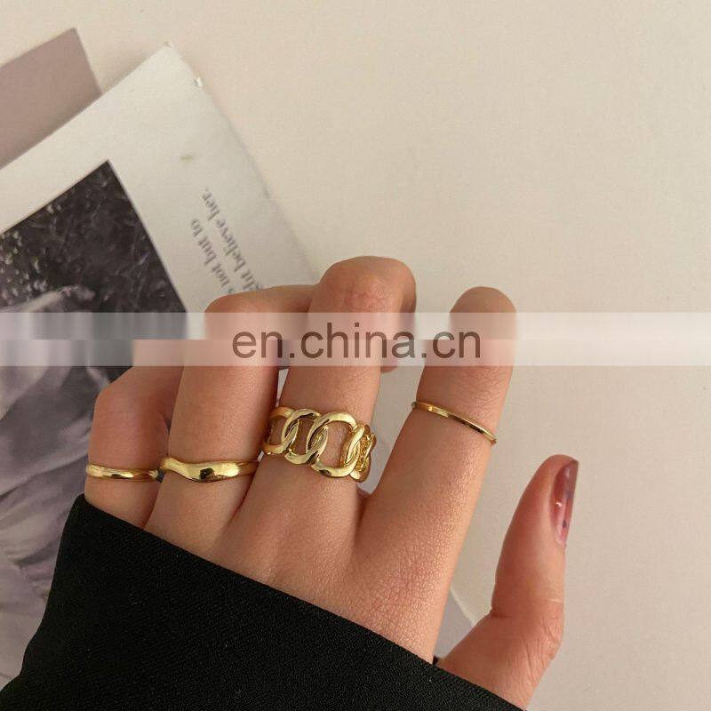 6Pcs/set Punk Finger Rings Minimalist Smooth Gold/black Geometric Metal Rings for Women Girls Party Jewelry Bijoux Femme