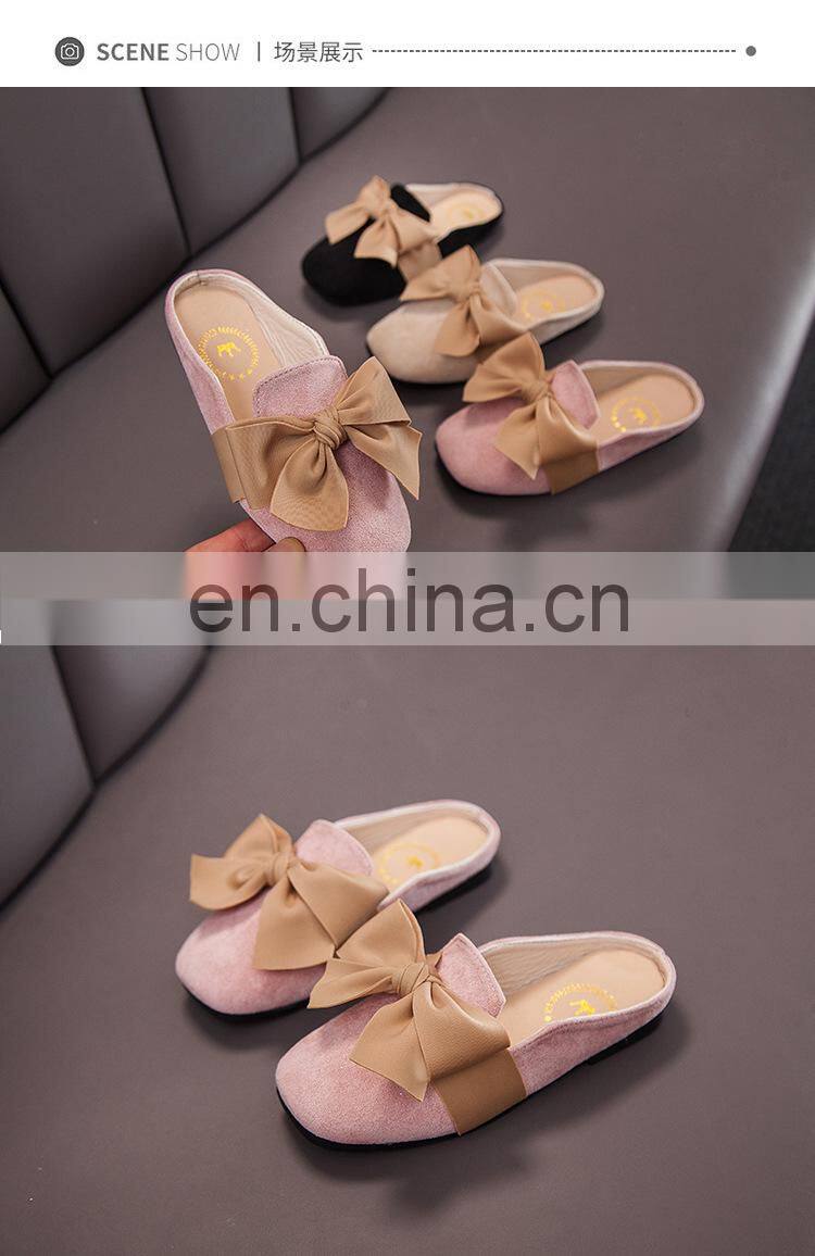 New Kids Slippers Girls Princess Spring Summer Casual Sandal Cute Bow Decorative Soft Leather Rubber Sole Baby Princess Shoes
