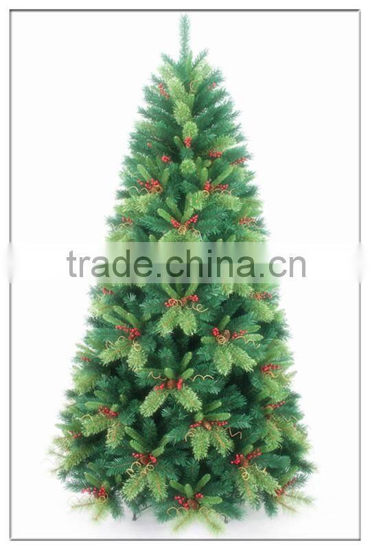 BSCI ! 6FT/180CM Green PE Tips Premium Artificial Christmas Fir Tree/Red Berry decoratived christmas pvc tree