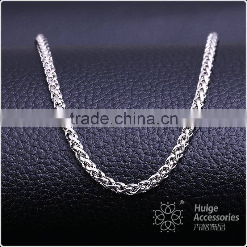 2015 fashion jewelry rhodium plated brass chain twisted necklace