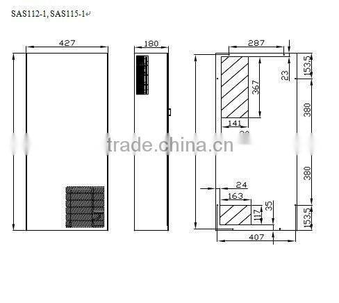 1200W/1500W IP23/IP55 side mounted industrial precision air cooler for control box or telecom cabinet