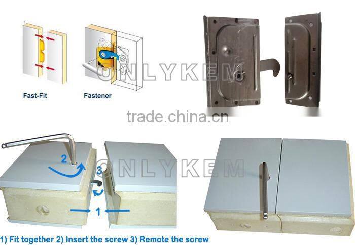 Aluminum 100mm 200mm pu panel cold room, cold room panel with cam lock