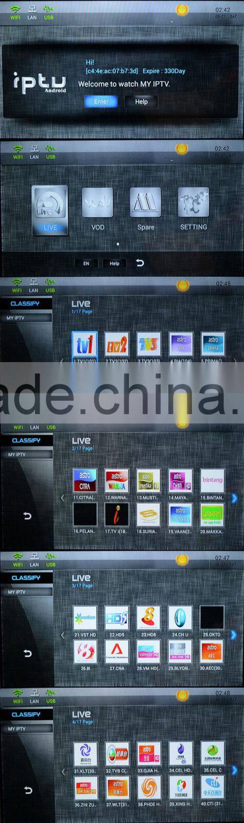 HD iptv box i6s iptv box indian channels 1G/8G Android 4.2.2 Quad core for Southeast with APK