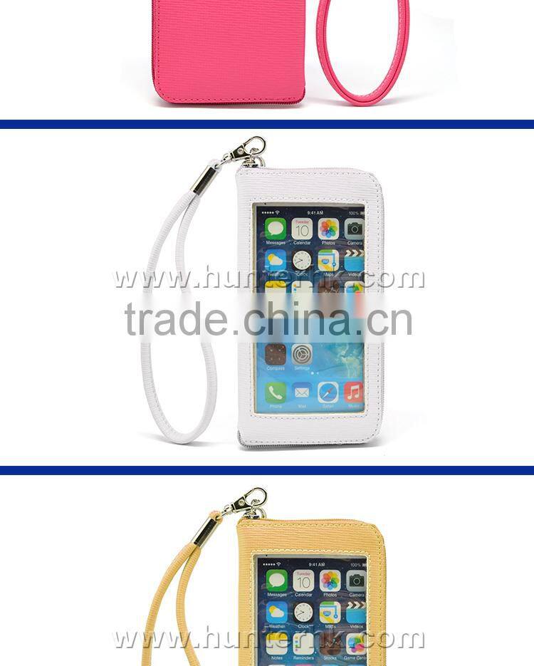 Girlish Leather Wallet Bag For IP6 With Hand Strip
