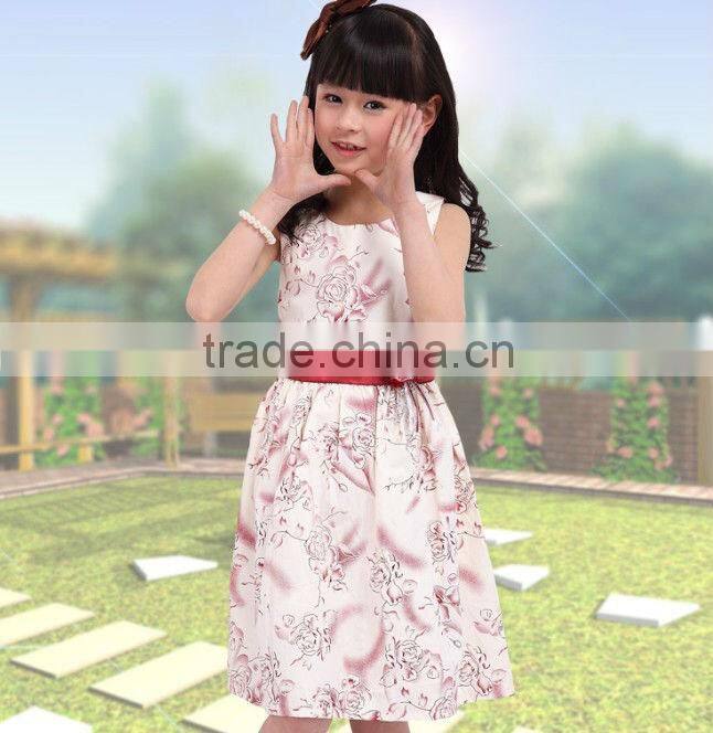 wholesale girl princess dress, nice girl print dress, girl sleeveless dress
