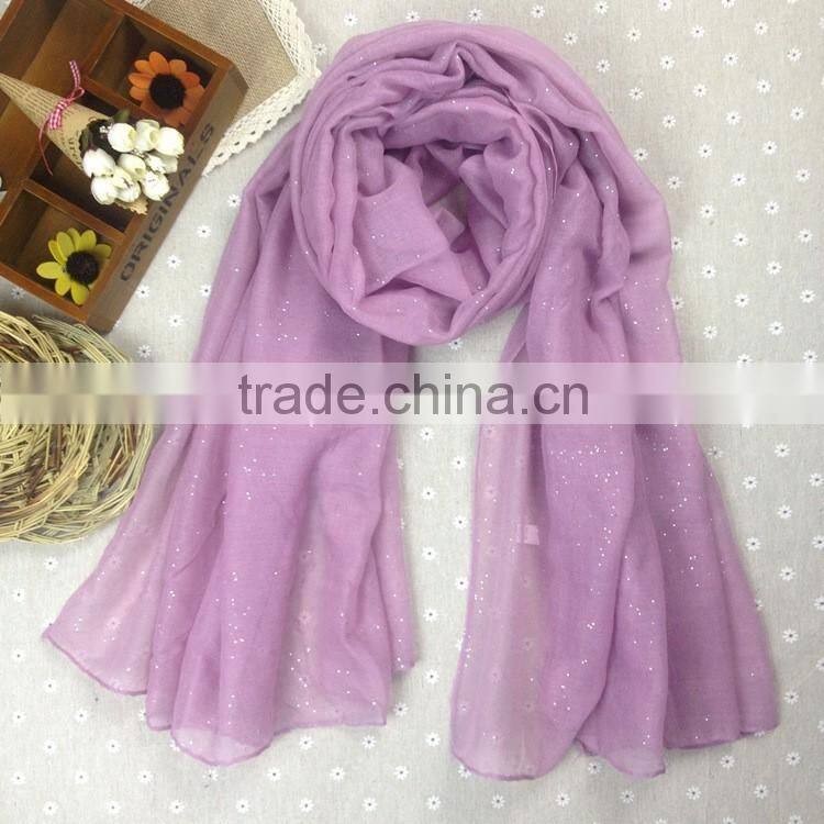 Wholesale Fashion Hot Popular Sprinkling Silver Women Plain Cotton Muslim Hijab