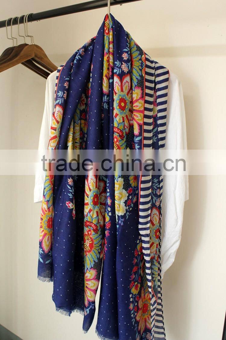 Newest Beautiful Flower Printed Fashion Lady Women Shawl Scarf Hijab