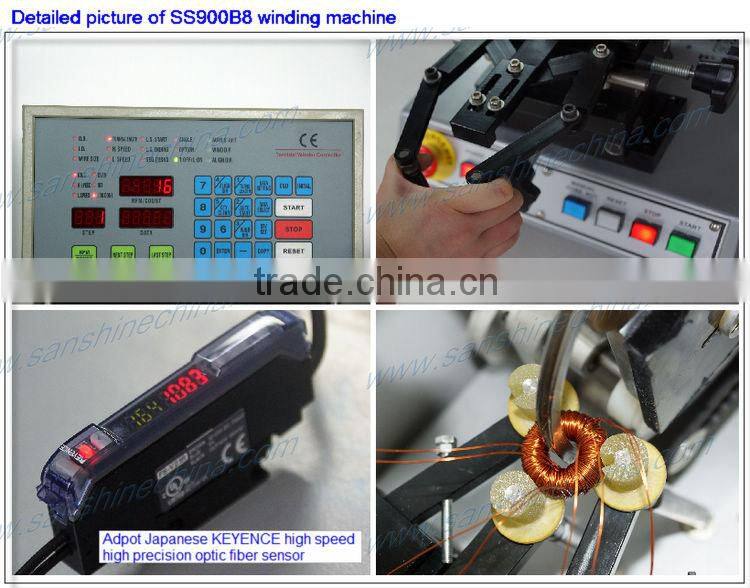 automatic big toroid common mode chokes winding machine(SS900B8 series final OD 20~150mm) replace JOVIL toroidal winder