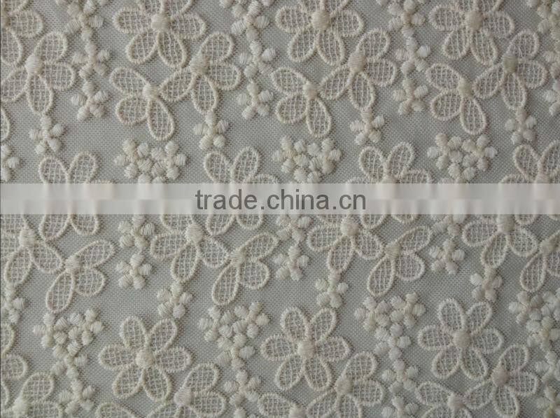 Cotton nylon net embroidery fabric design