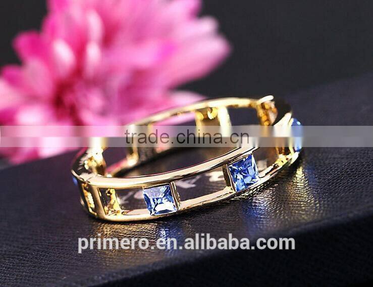 High Quality Style Hollow 18K Gold Plated Square Crystal Bangle Best Gift