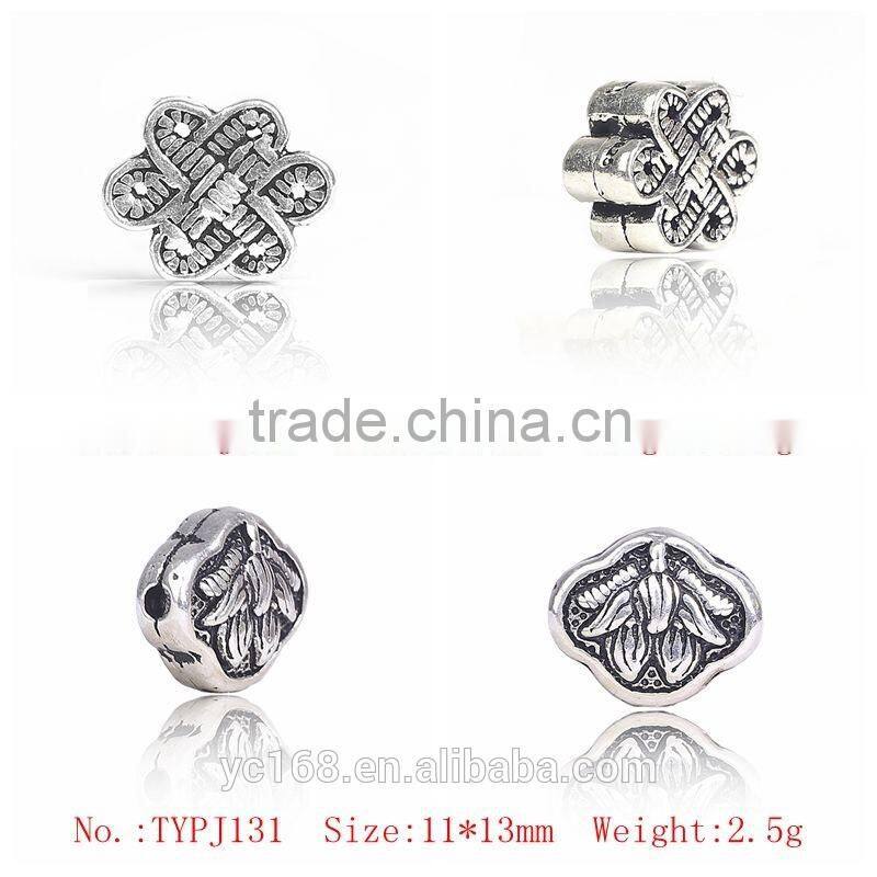 Yiwu Direct Happy Longlife Lock Shaped Thai Silver Charms Beads For Jewelry Making Supplies
