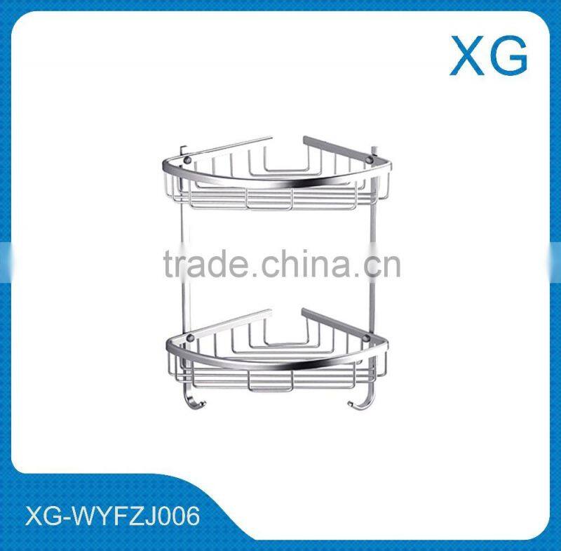 Stainless steel wall mounted corner shelf/Hot sale bathroom two tier shampoo holder /corner rack