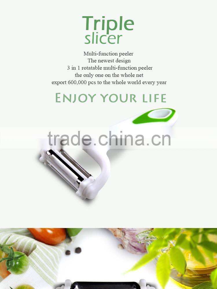 2016 as seen on TV kitchen gadgets 3 in 1 blades rotary manual multifunctional potato vegetable slicer peeler