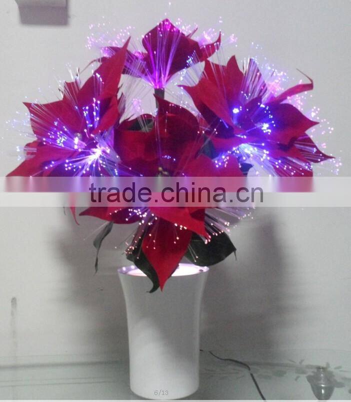 2016 New Design LED fiber optic Red Christmas/Festive star flower Decoration light