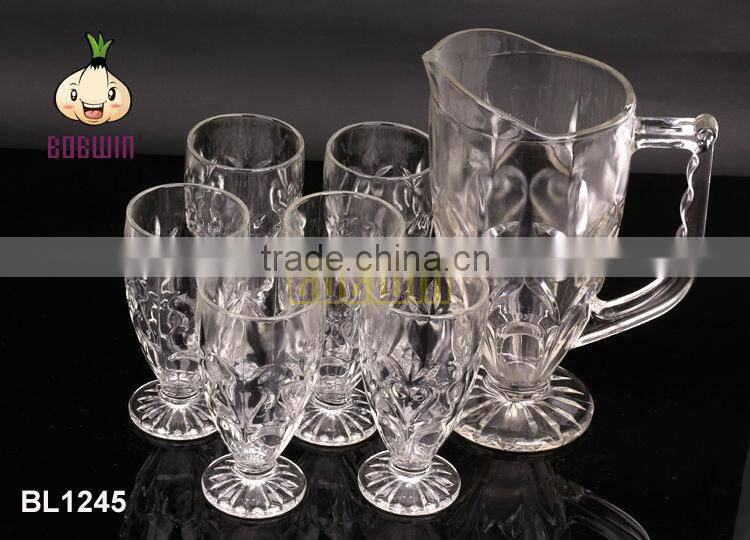 1L glass Jug & glass Pitcher with 6 cups, Glass drinking jug