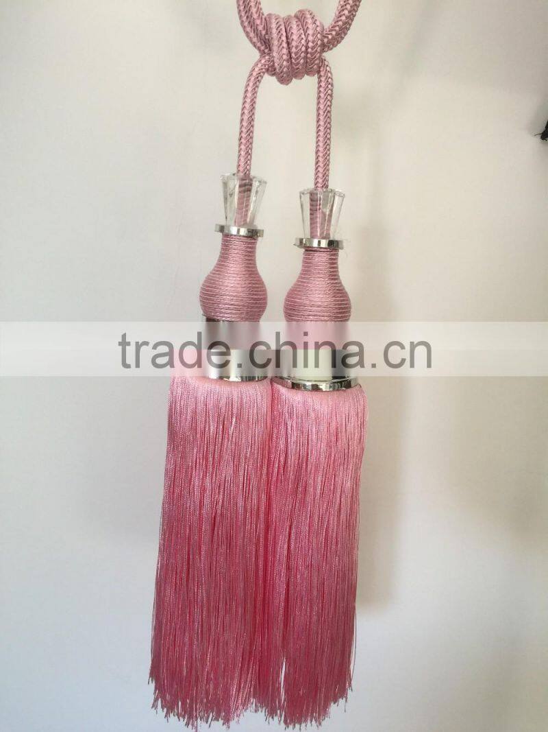 Curtain accessories wholesale tassels polyester material curtain tiebacks with crystal bead