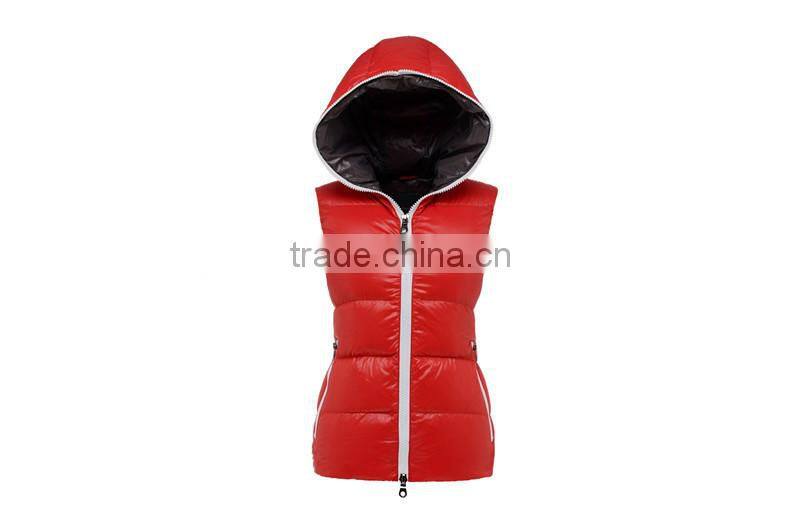 Women latest winter shiny padding vest winter red fashion down vest