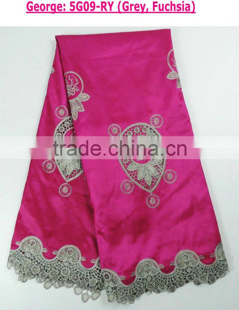 Lastest raw silk beautiful embroidery comfortable george lace fabrics