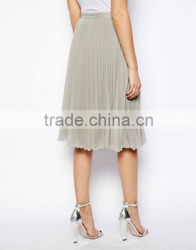 women long pleated chiffon skirt 2014