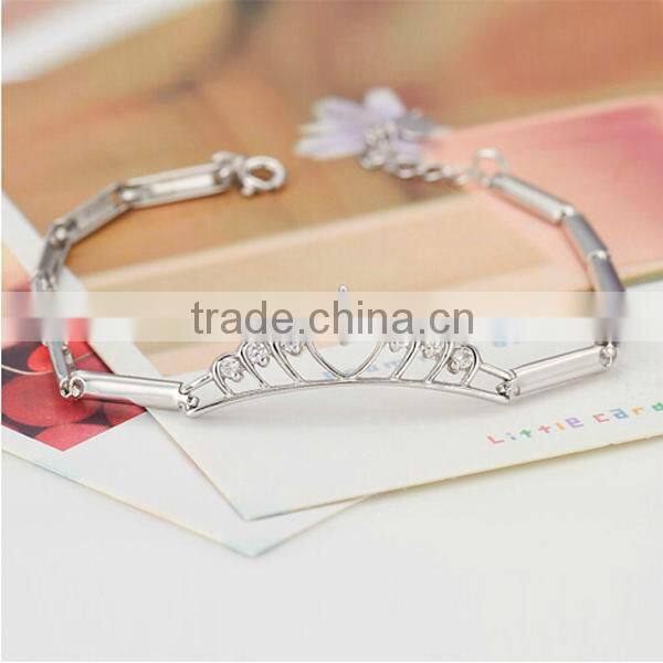 Unique Sterling Silver Bracelet crown Colorful Womens Bracelet 7.5Inch